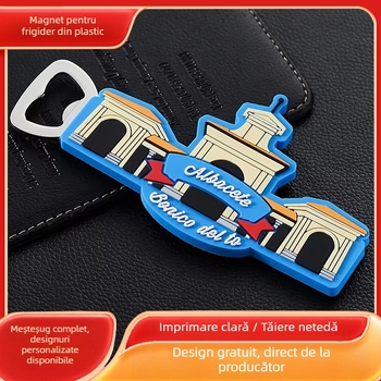 Autocolant magnetic personalizat din silicon 3D pentru deschizător de sticle magnetic moale din PVC cu desene animate, personalizat