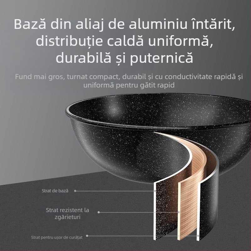 Maifanite Tigaie antiaderentă Wok de uz casnic, tigaie Wok Wok, tigaie de fier, aragaz cu inducție, potrivită pentru tigaie specială pentru aragaz pe gaz