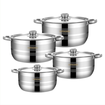 Set de oale combinate din oțel inoxidabil, vânzare fierbinte, pentru supă, set de oale combinate, cu fund compozit îngroșat, set de articole de bucătărie, set de opt piese