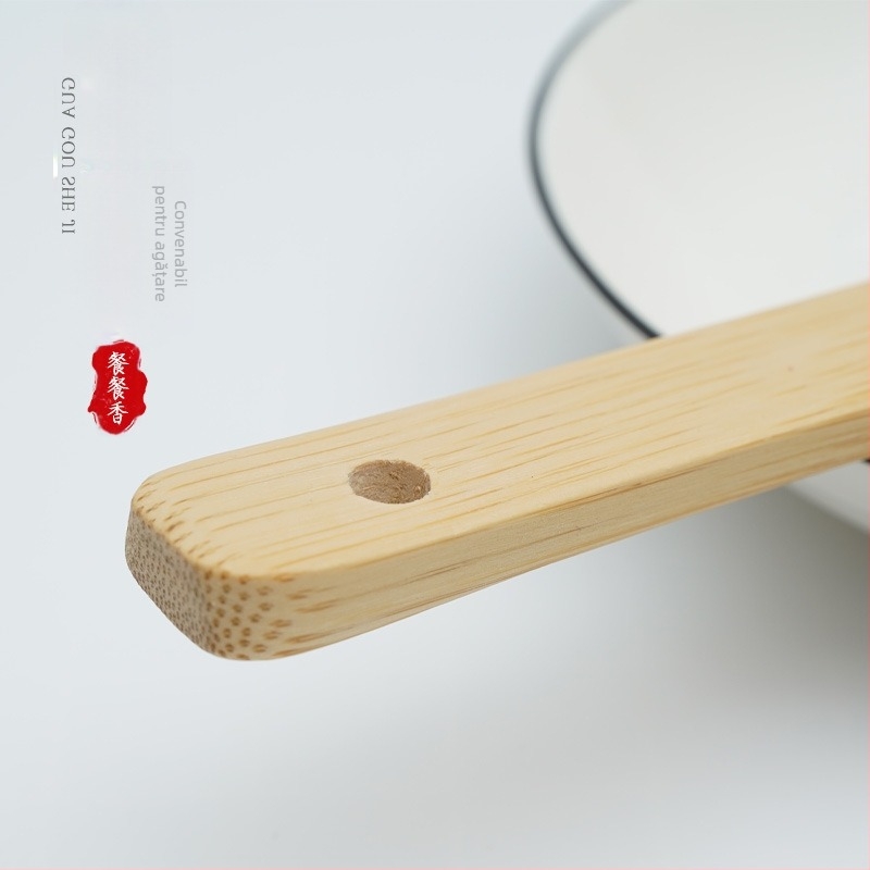 Spatulă din bambus, vânzări directe din fabrică, spatulă de gătit de uz casnic, rezistentă la temperaturi ridicate, fără vopsea, spatulă cu mâner lung din bambus, ustensile de bucătărie Runjianghu