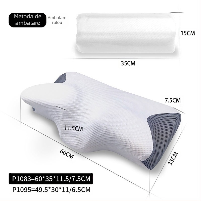 Pernă cu fluture Amazon, pernă cu memorie, cu revenire lentă, presiune zero, pernă pentru gâtul adulților, pernă de hotel, pernă cervicală