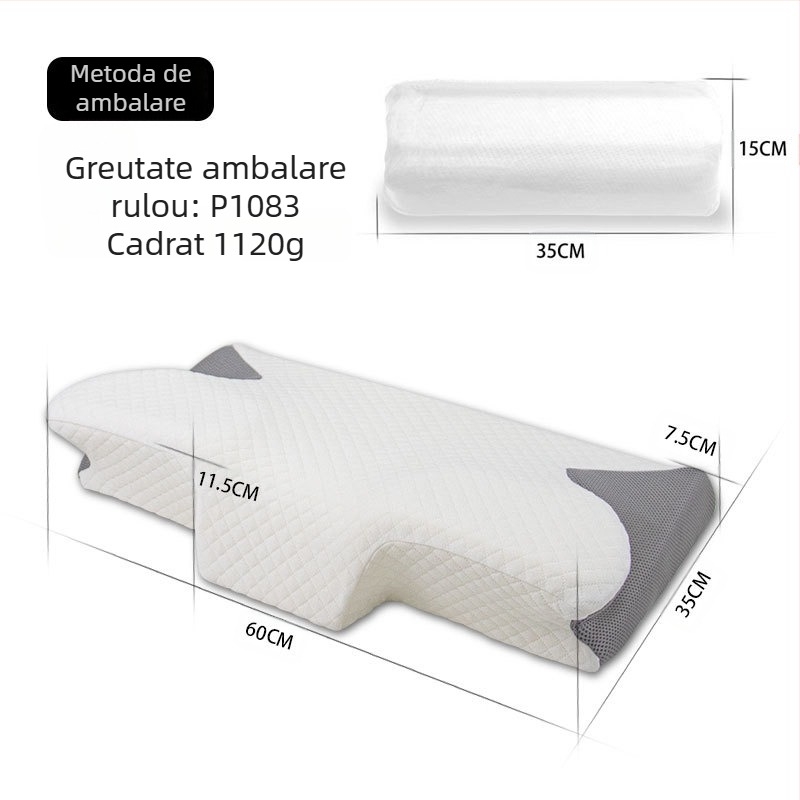 Pernă cu fluture Amazon, pernă cu memorie, cu revenire lentă, presiune zero, pernă pentru gâtul adulților, pernă de hotel, pernă cervicală