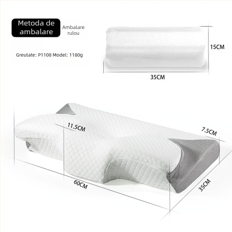 Pernă cu fluture Amazon, pernă cu memorie, cu revenire lentă, presiune zero, pernă pentru gâtul adulților, pernă de hotel, pernă cervicală