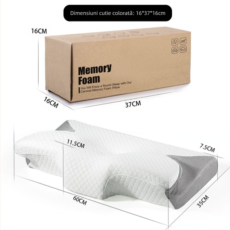 Pernă cu fluture Amazon, pernă cu memorie, cu revenire lentă, presiune zero, pernă pentru gâtul adulților, pernă de hotel, pernă cervicală