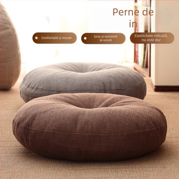 Pernă Futon din in, pernă rotundă îngroșată, material textil, balcon, stil japonez, pernă Tatami, pernă de podea Bay Window Yoga