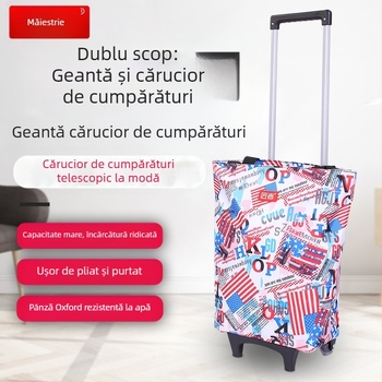Cărucior cu roți, geantă de cumpărături pentru supermarket, cărucior de cumpărături, geantă din pânză, cărucior portabil de mare capacitate, cărucior transfrontalier