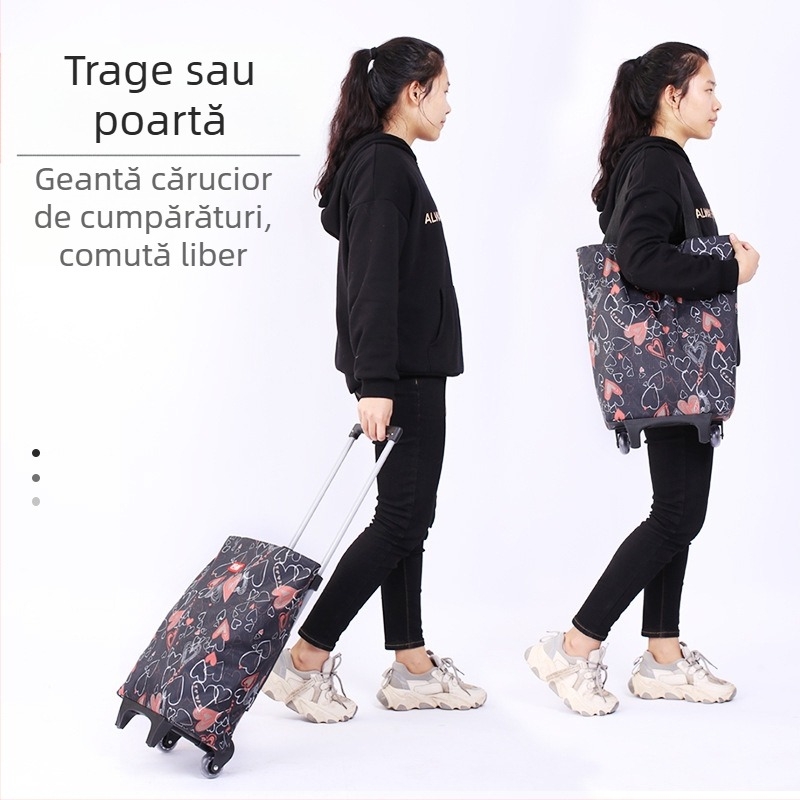 Cărucior cu roți, geantă de cumpărături pentru supermarket, cărucior de cumpărături, geantă din pânză, cărucior portabil de mare capacitate, cărucior transfrontalier