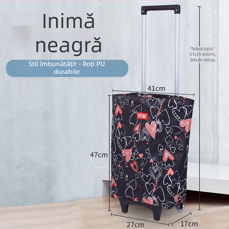 Cărucior cu roți, geantă de cumpărături pentru supermarket, cărucior de cumpărături, geantă din pânză, cărucior portabil de mare capacitate, cărucior transfrontalier