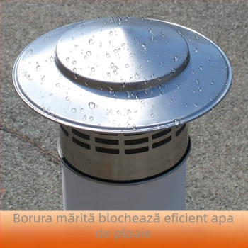 Capac de evacuare pentru acoperiș, capac de ploaie din oțel inoxidabil, rezistent la păsări, șoareci, orificiu de evacuare din PVC, respirabil, capac de umbrelă pentru coș de fum