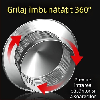 Capac de evacuare pentru acoperiș, capac de ploaie din oțel inoxidabil, rezistent la păsări, șoareci, orificiu de evacuare din PVC, respirabil, capac de umbrelă pentru coș de fum