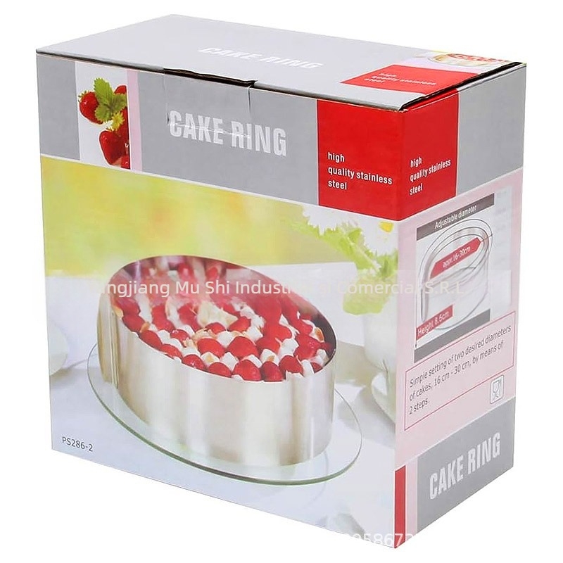 Mufă circulară pentru mousse din oțel inoxidabil transfrontalieră, formă rotundă pentru tort, 6-12 inch, retractabilă, reglabilă, instrumente de copt de uz casnic