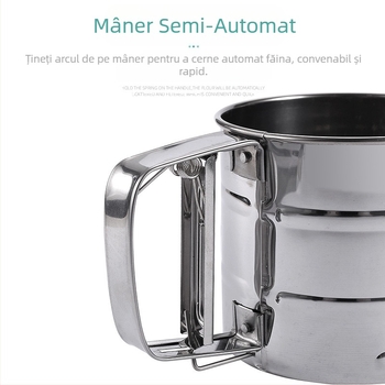 Cernătoare de pulbere spot, cernătoare de făină semiautomată manuală, cernătoare de făină din oțel inoxidabil, filtru tip cupă, tip presiune manuală