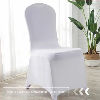 Husă de scaun Cross-Border Hotel, albă, înfășurată în picioare, din mătase lapte, elastică, îngroșată, pentru conferințe, hotel, nunți, husă specială pentru scaun