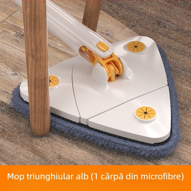 Mop triunghiular lavabil manual pentru persoane leneșe, rotativ la 360 de grade, cu răsucire automată a apei, multifuncțional, pentru curățarea sticlei de tavan
