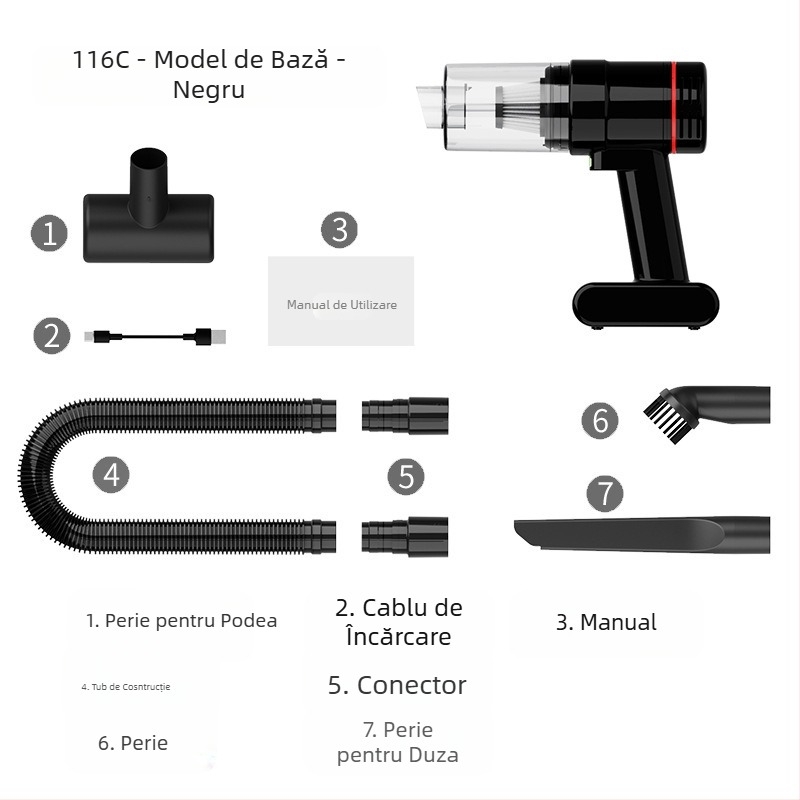 Aspirator wireless auto acasă cu dublă utilizare multifuncțional portabil cu încărcare fără perii motor portabil auto aspirator păr de pisică pentru animale de companie