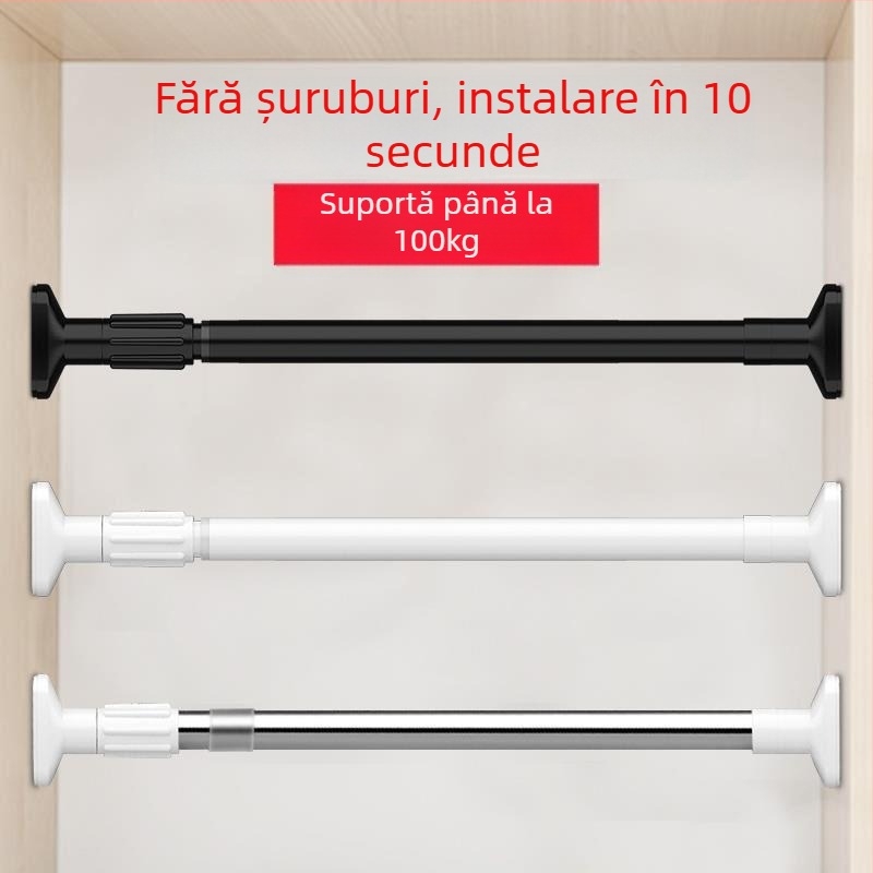 Tijă telescopică pentru agățat haine, tijă de uscare a hainelor, tijă transversală pentru suport de haine, tijă dreaptă contractibilă, tijă telescopică pentru dulap