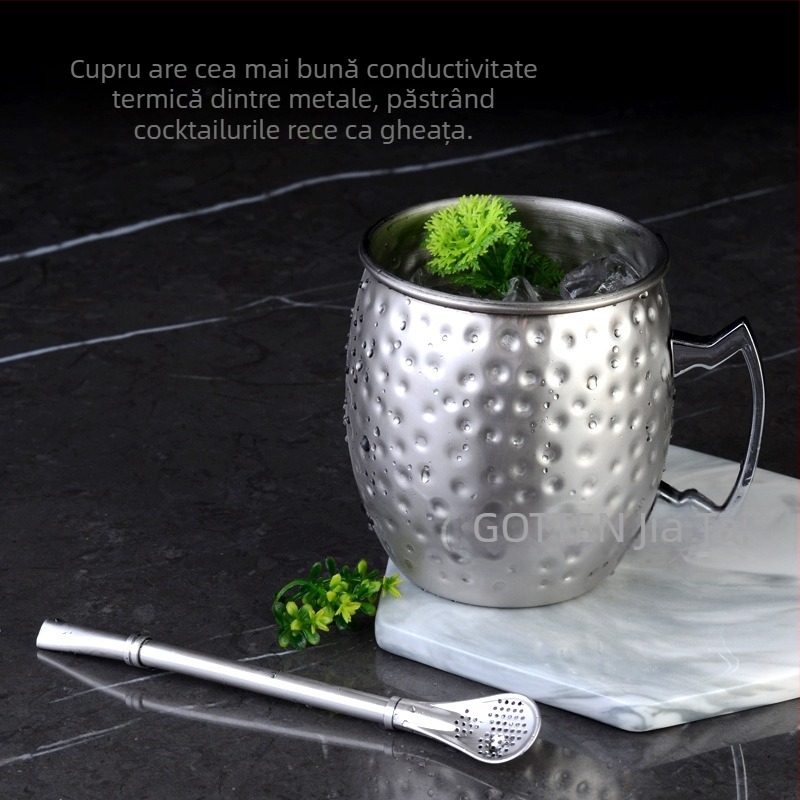 Furnizare transfrontalieră de cană Moscow Mule, cană Moscow Mule, cupă placată cu cupru, formă de punct ciocan, cană de cocktail în formă de gol
