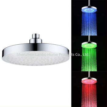 Cap de duș rotund din ABS, cu pulverizare superioară cu LED-uri, de 8 inch, cu culoare schimbătoare, colorat/cu senzor de temperatură, Cross-Border, în trei culori, 8030-C2