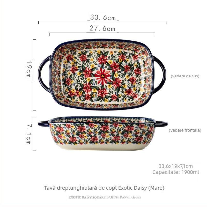 Bol cu mâner ceramic polonez, farfurie de uz casnic, bol cu două urechi, bol cu supă, salată, bol cu tăiței instant, bol retro, tacâmuri Amazon