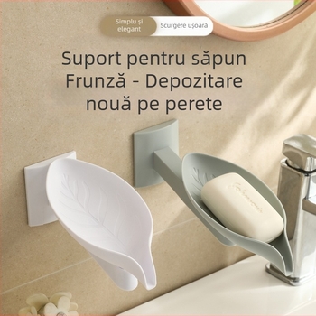Cutie de săpun cu scurgere montată pe perete, cu frunze noi, neperforată, pentru baie, suport de săpun de uz casnic, producător în stoc
