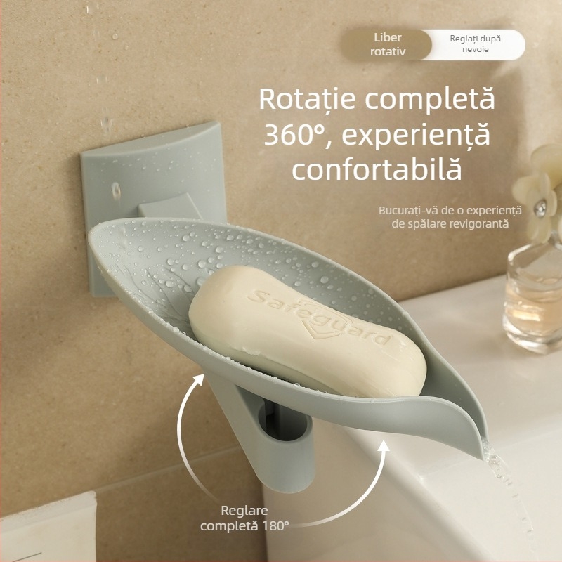 Cutie de săpun cu scurgere montată pe perete, cu frunze noi, neperforată, pentru baie, suport de săpun de uz casnic, producător în stoc