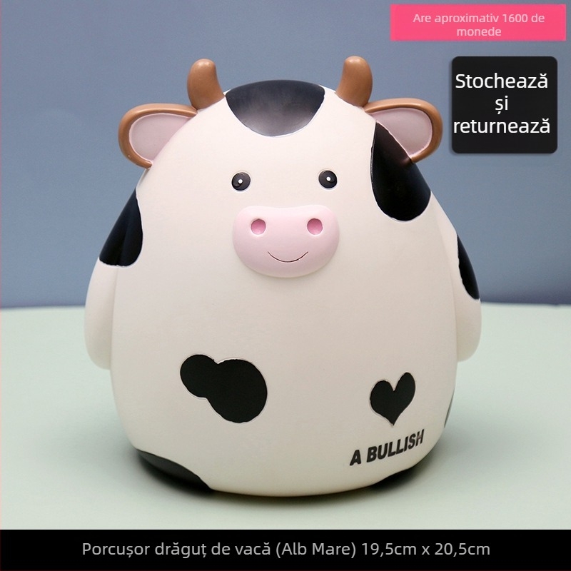 Pușculiță drăguță și drăguță cu desene animate cu vițel pentru copii, ornamente creative pentru desktop, cadou publicitar cu zodiac, pușculiță din vinil