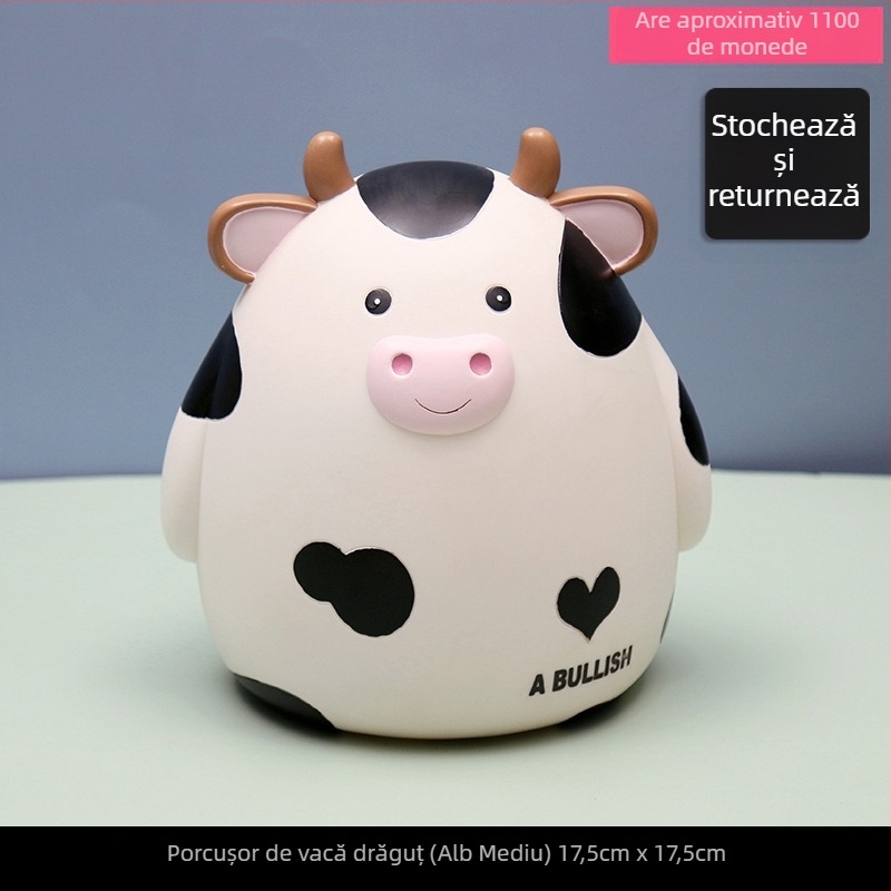 Pușculiță drăguță și drăguță cu desene animate cu vițel pentru copii, ornamente creative pentru desktop, cadou publicitar cu zodiac, pușculiță din vinil