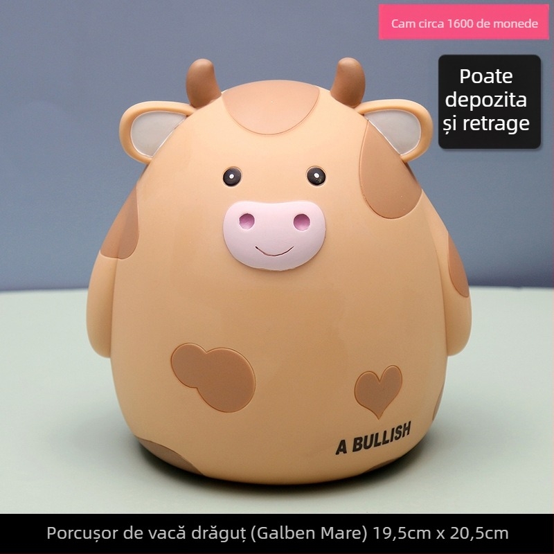 Pușculiță drăguță și drăguță cu desene animate cu vițel pentru copii, ornamente creative pentru desktop, cadou publicitar cu zodiac, pușculiță din vinil