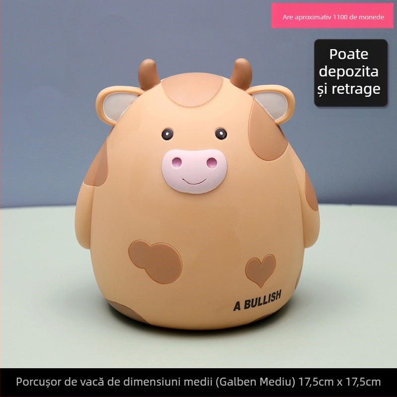 Pușculiță drăguță și drăguță cu desene animate cu vițel pentru copii, ornamente creative pentru desktop, cadou publicitar cu zodiac, pușculiță din vinil