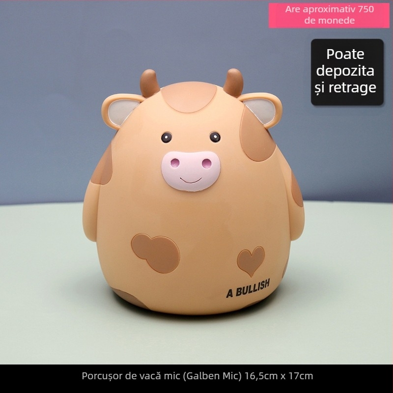 Pușculiță drăguță și drăguță cu desene animate cu vițel pentru copii, ornamente creative pentru desktop, cadou publicitar cu zodiac, pușculiță din vinil
