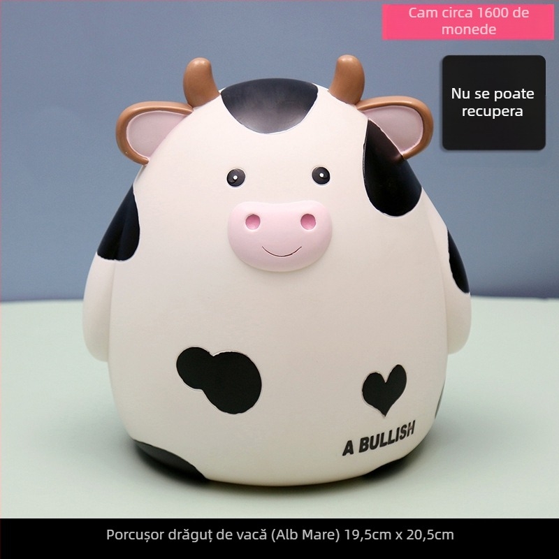 Pușculiță drăguță și drăguță cu desene animate cu vițel pentru copii, ornamente creative pentru desktop, cadou publicitar cu zodiac, pușculiță din vinil