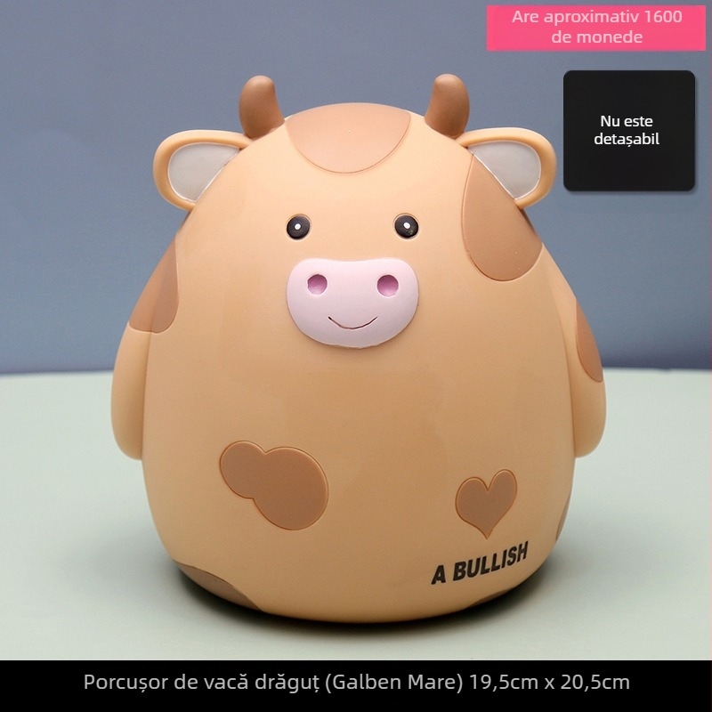 Pușculiță drăguță și drăguță cu desene animate cu vițel pentru copii, ornamente creative pentru desktop, cadou publicitar cu zodiac, pușculiță din vinil