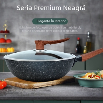 Livrare directă din fabrică a tigaiei antiaderente din piatră medicală pentru uz casnic, cu mai puțin vapor de ulei, tigaie plată, tigaie din fier