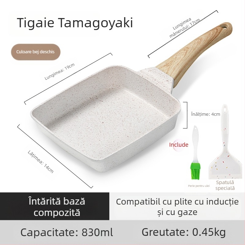 Tigaie de prăjit cu ou gros, piatră medicală pătrată, mini-friptură, mic dejun japonez, Tamagoyaki, tigaie antiaderentă