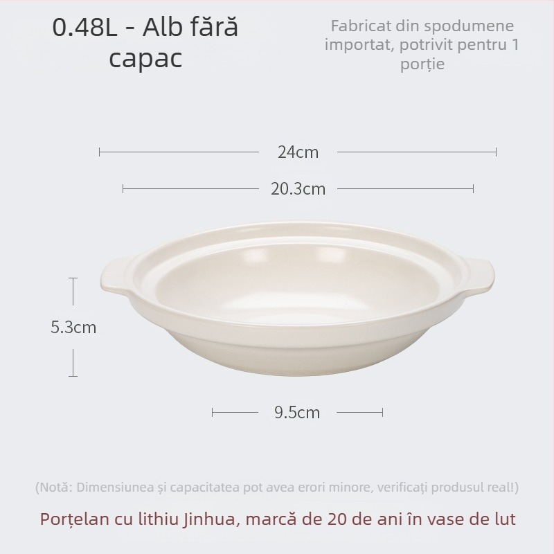 Caserolă mare din ceramică Xyf, cu cap de pește, foarte puțin adâncă, pentru hotel, caserolă comercială cu fund plat, rezistență ridicată