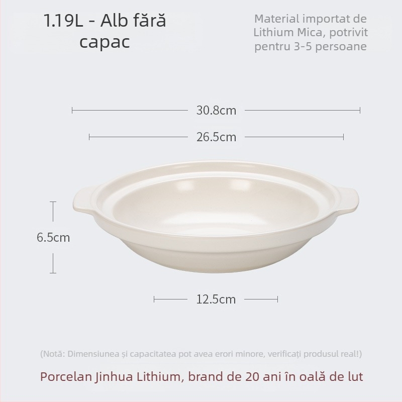 Caserolă mare din ceramică Xyf, cu cap de pește, foarte puțin adâncă, pentru hotel, caserolă comercială cu fund plat, rezistență ridicată