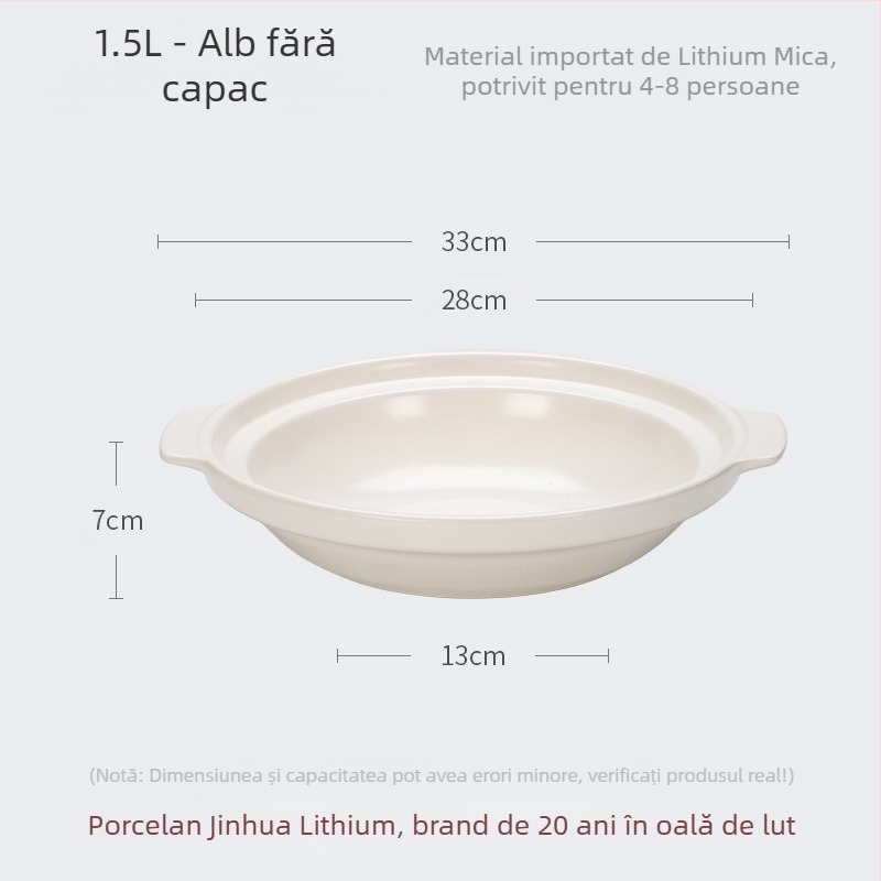 Caserolă mare din ceramică Xyf, cu cap de pește, foarte puțin adâncă, pentru hotel, caserolă comercială cu fund plat, rezistență ridicată