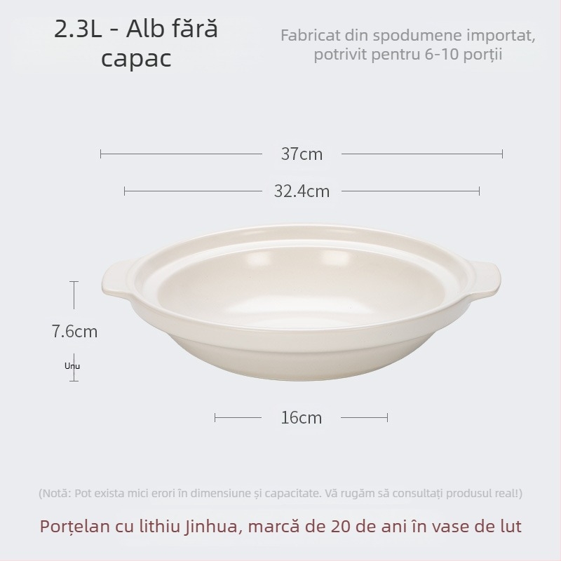 Caserolă mare din ceramică Xyf, cu cap de pește, foarte puțin adâncă, pentru hotel, caserolă comercială cu fund plat, rezistență ridicată