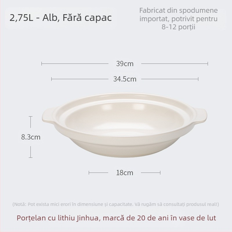 Caserolă mare din ceramică Xyf, cu cap de pește, foarte puțin adâncă, pentru hotel, caserolă comercială cu fund plat, rezistență ridicată