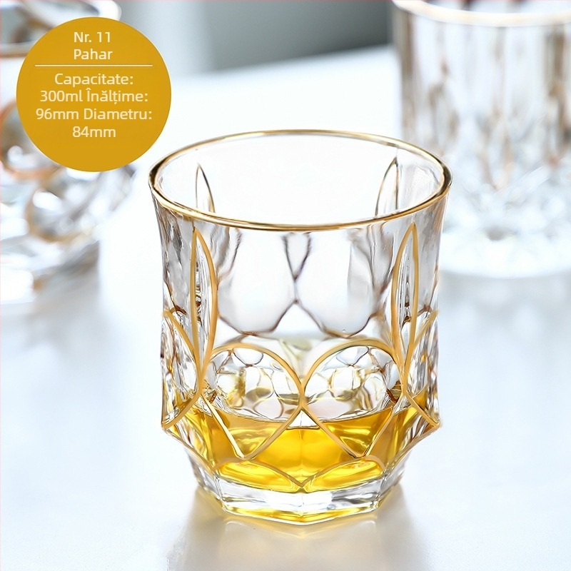 Stil european de lux auriu pictat whisky pahar vin pahar de cristal lucrat manual pahar de vin pahar de bere