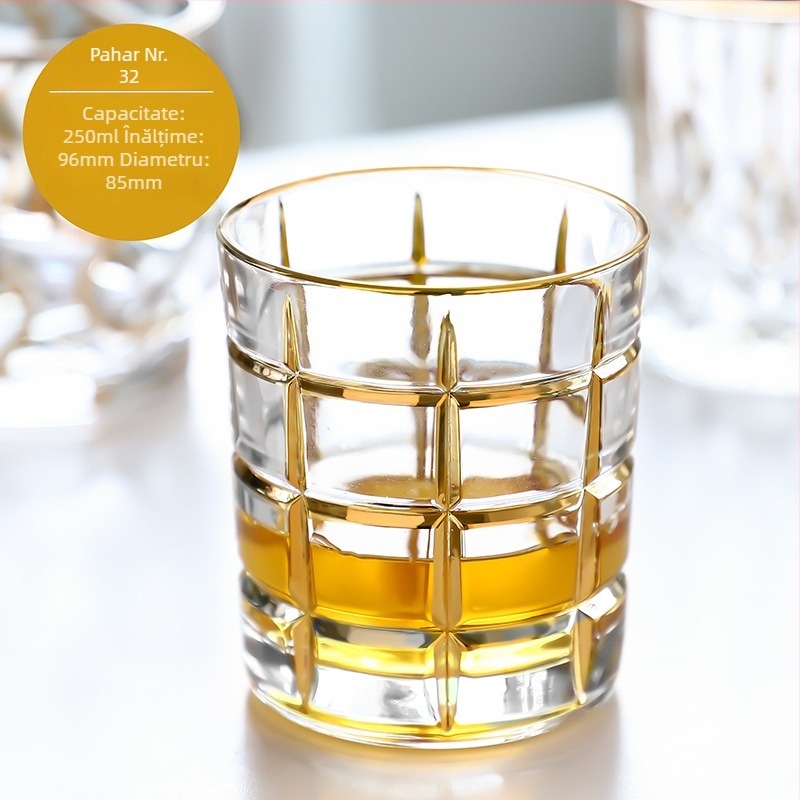 Stil european de lux auriu pictat whisky pahar vin pahar de cristal lucrat manual pahar de vin pahar de bere
