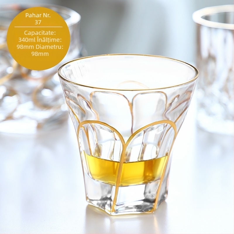 Stil european de lux auriu pictat whisky pahar vin pahar de cristal lucrat manual pahar de vin pahar de bere