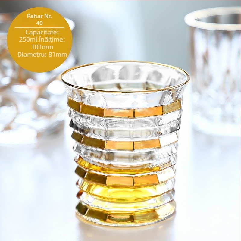 Stil european de lux auriu pictat whisky pahar vin pahar de cristal lucrat manual pahar de vin pahar de bere