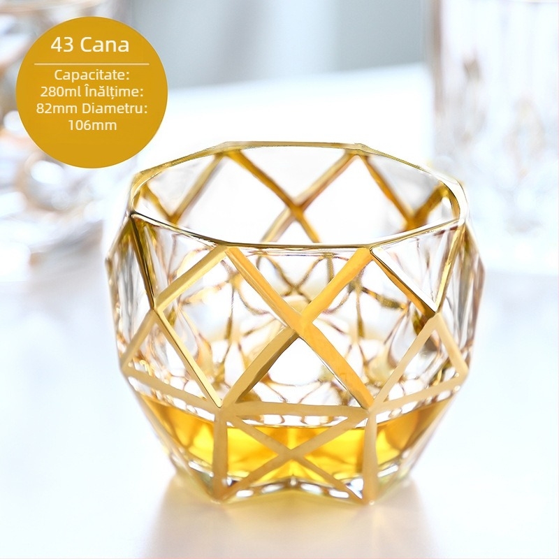 Stil european de lux auriu pictat whisky pahar vin pahar de cristal lucrat manual pahar de vin pahar de bere