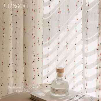 Perdea de tifon translucidă opacă, model curcubeu, pentru dormitor de fete și băieți, fereastră tip Bay Window, camera copiilor, Shaoxing Keqiao, ecran de in pentru fereastră
