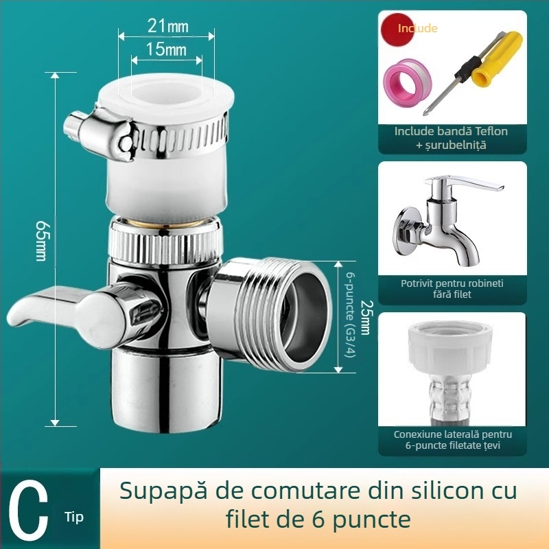 Robinet unu-la-doi conector bucătărie lavoar mașină de spălat țeavă de admisie a apei port de conectare distribuitor de apă poate fi folosit de mii de flori