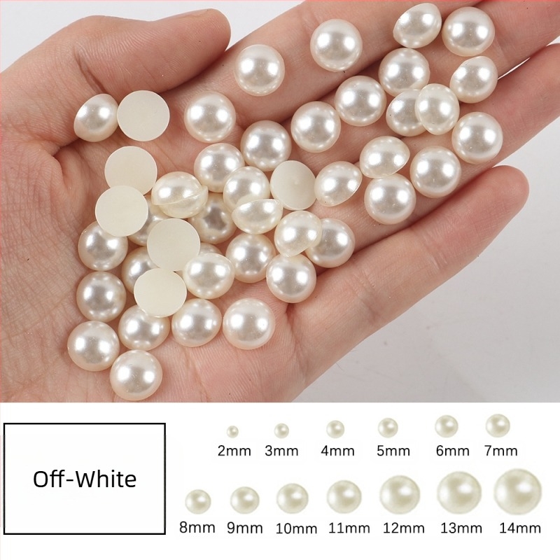 Perlă imitație ABS 2-8mm perlă plată semirotundă mixtă, accesorii DIY pentru patch-uri de unghii japoneze, perlă neporoasă