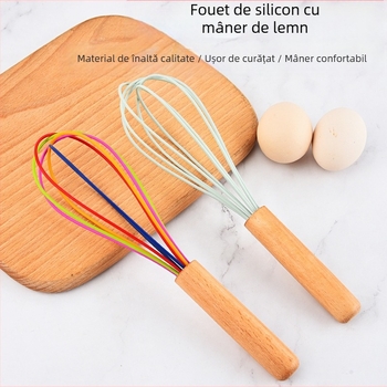 Mâner din lemn de culoare silicon portabil bătător de ouă manual lichid amestecător stick cremă dozator bucătărie ustensile de uz casnic