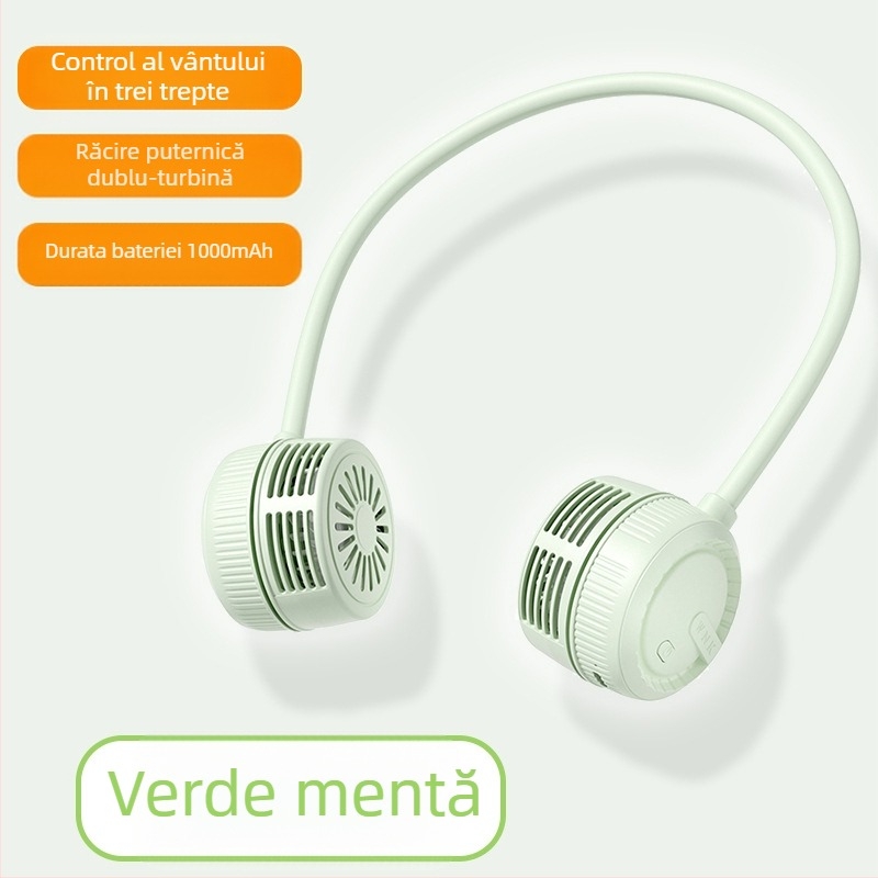 Ventilator de gât transfrontalier pliabil pentru sporturi în aer liber, ventilator portabil leneș, cu încărcare USB pentru birou, ventilator mic