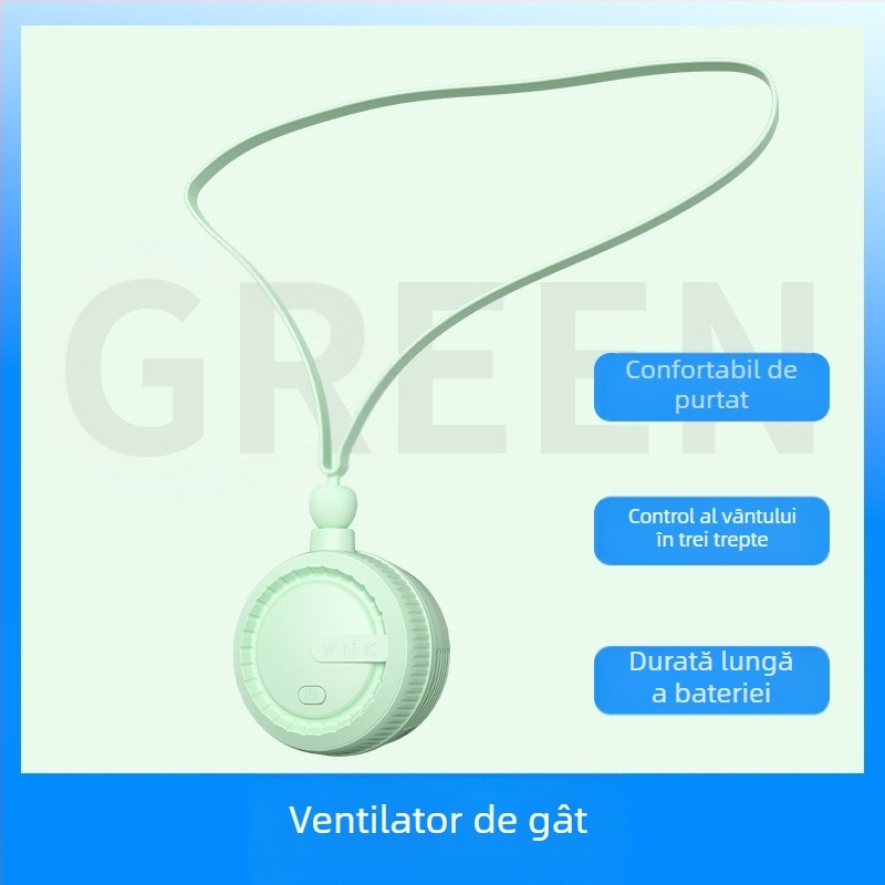 Ventilator de gât transfrontalier pliabil pentru sporturi în aer liber, ventilator portabil leneș, cu încărcare USB pentru birou, ventilator mic